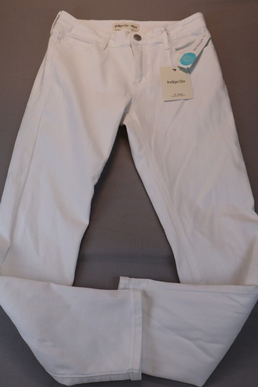 NEW Indigo Six Skinny Jeans Women's White Stretch Mid Rise Size 26/2